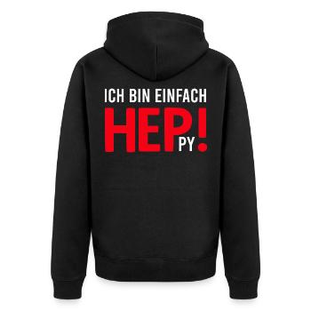Heilerziehungspfleger HEP Heilerziehungspflegerin - Unisex Premium Bio Zip Hoodie - Schwarz - Hinten - Nico (187cm)
