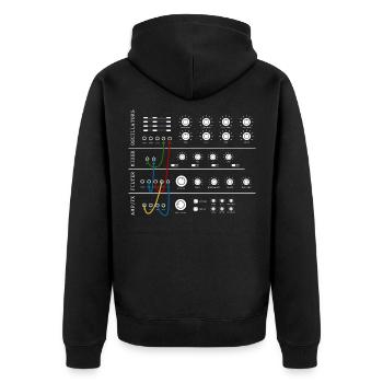 Modularer Synthesizer Analog Musikproduzent - Unisex Premium Bio Zip Hoodie - Schwarz - Hinten - Nico (187cm)