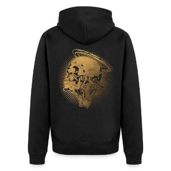 Screwdriver God Piston Skull - Vintage Gold Edition - Unisex Premium Organic Zip Hoodie - black - Back - Nico (187cm)