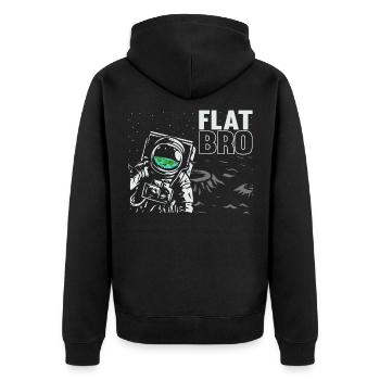 Witzig Astronaut Flache Erde Verschwörungstheorie - Unisex Premium Bio Zip Hoodie - Schwarz - Hinten - Nico (187cm)