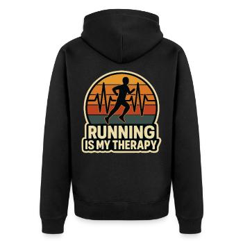 Running is my therapy Running Sport - Unisex Premium Organic Zip Hoodie - black - Back - Nico (187cm)