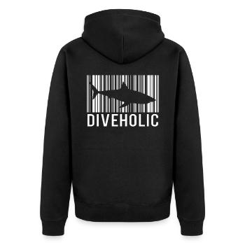 Diving shark divers - Unisex Premium Organic Zip Hoodie - black - Back - Nico (187cm)