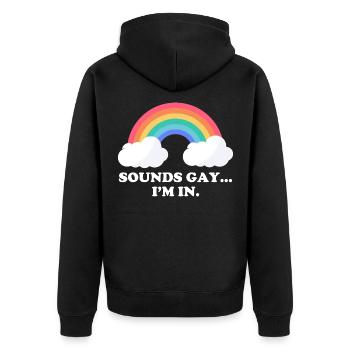 Klingt schwul Ich bin dabei LGBTQ Rechte - Unisex Premium Bio Zip Hoodie - Schwarz - Hinten - Nico (187cm)