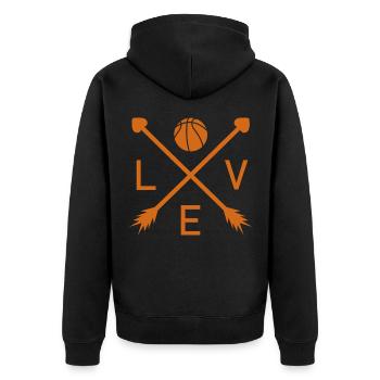 Basketball Game Love Heart Basketball Liebe Sport - Unisex Premium Bio Zip Hoodie - Schwarz - Hinten - Nico (187cm)