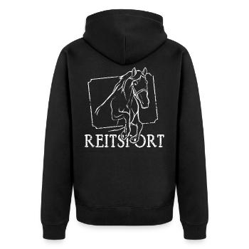 Reiten Pferde Reitsport Reiterin Reiter - Unisex Premium Bio Zip Hoodie - Schwarz - Hinten - Nico (187cm)