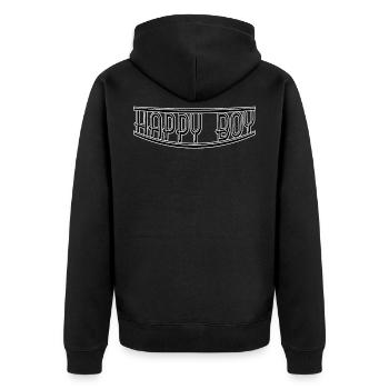 Happy boy - Unisex Premium Bio Zip Hoodie - Schwarz - Hinten - Nico (187cm)