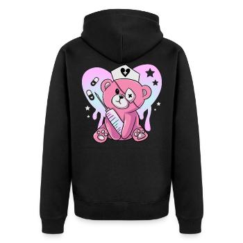 Paramedic Bear Japanese Pastel Goth Kawaii - Unisex Premium Organic Zip Hoodie - black - Back - Nico (187cm)