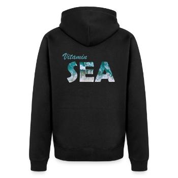 Vitamin Sea Meer Reisen Urlaub Strand Segeln - Unisex Premium Bio Zip Hoodie - Schwarz - Hinten - Nico (187cm)
