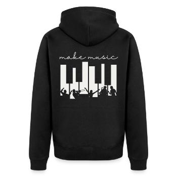 Klaviertasten Musiker Band Orchester Musiklehrer - Unisex Premium Bio Zip Hoodie - Schwarz - Hinten - Nico (187cm)