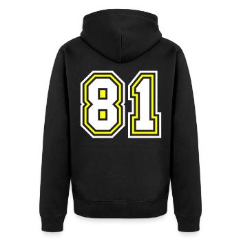 81 number symbol - Unisex Premium Organic Zip Hoodie - black - Back - Nico (187cm)
