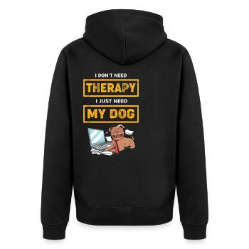 Hundetraining Therapiehund Therapeut Therapie Hund - Unisex Premium Bio Zip Hoodie - Schwarz - Hinten - Nico (187cm)