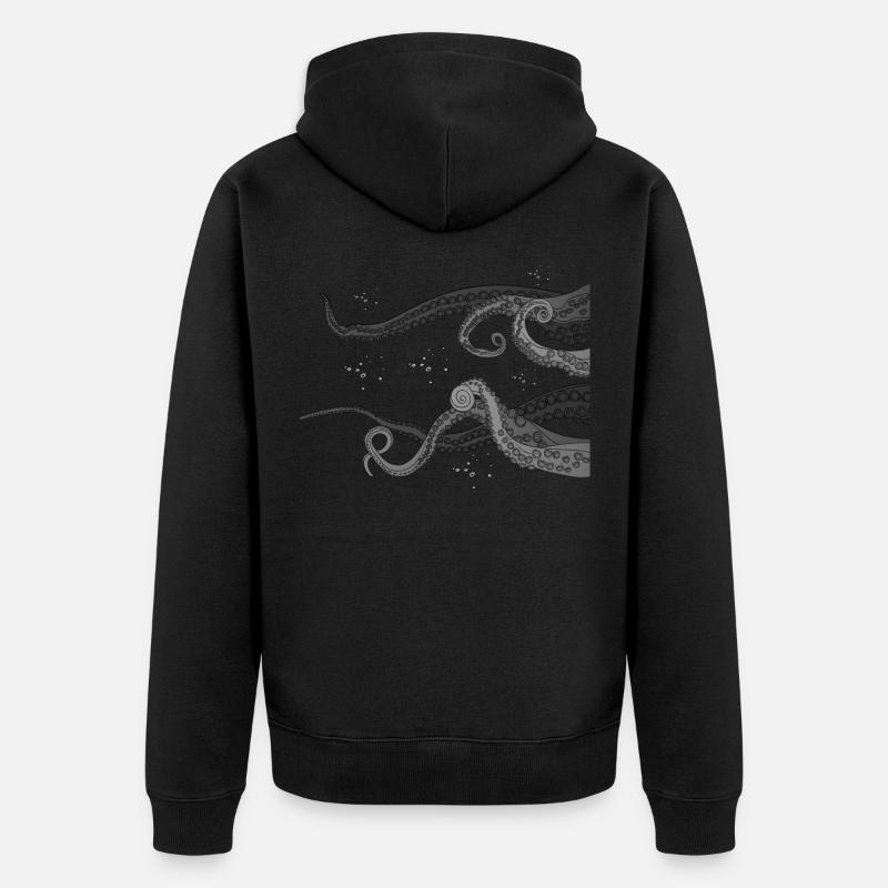 Pieuvres art Calmar Polyp Océan - Veste à capuche bio Premium Unisexe - noir