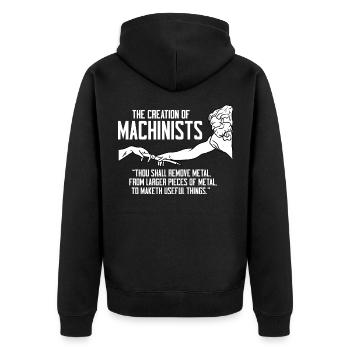 La création d’une machine CNC machiniste - Veste à capuche bio Premium Unisexe - noir - Dos - Nico (187cm)