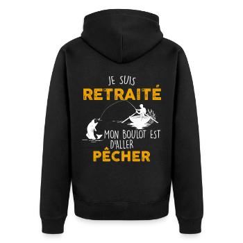 Retraité et pêcheur la belle vie de grand-père - Veste à capuche bio Premium Unisexe - noir - Dos - Nico (187cm)