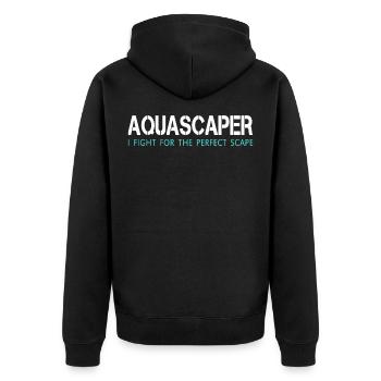 Aquascaping - Aquascaper - Aquarium - Geschenk - Unisex Premium Bio Zip Hoodie - Schwarz - Hinten - Nico (187cm)