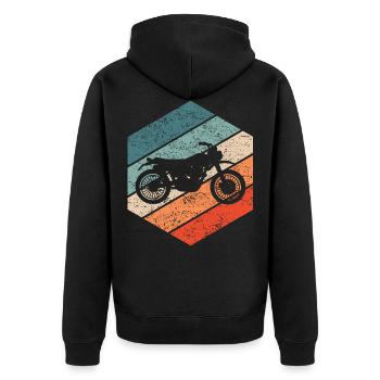 Motorrad Scrambler Retro 80er Biker Geschenk - Unisex Premium Bio Zip Hoodie - Schwarz - Hinten - Nico (187cm)