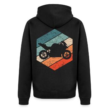 Motorrad Sportbike Retro 80er Vintage Geschenk - Unisex Premium Bio Zip Hoodie - Schwarz - Hinten - Nico (187cm)