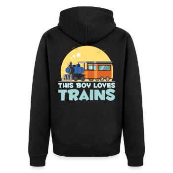 Jeune train amant locomotive fils enfants trains - Veste à capuche bio Premium Unisexe - noir - Dos - Nico (187cm)