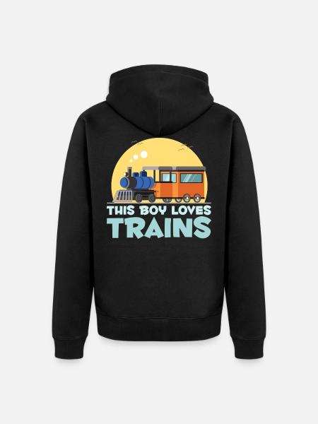 Jeune train amant locomotive fils enfants trains - Veste à capuche bio Premium Unisexe - noir