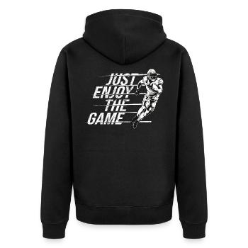 Football américain JUSTE PROFITER DU JEU Dire - Veste à capuche bio Premium Unisexe - noir - Dos - Nico (187cm)