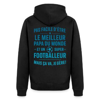 Super Papa Footballeur Foot football cadeau père - Veste à capuche bio Premium Unisexe - noir - Dos - Nico (187cm)