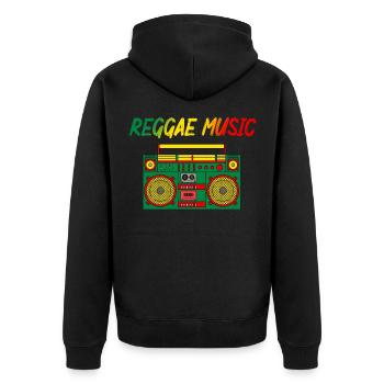 Reggae Musik Liebhaber Bunt Jamaika Kassette Radio - Unisex Premium Bio Zip Hoodie - Schwarz - Hinten - Nico (187cm)