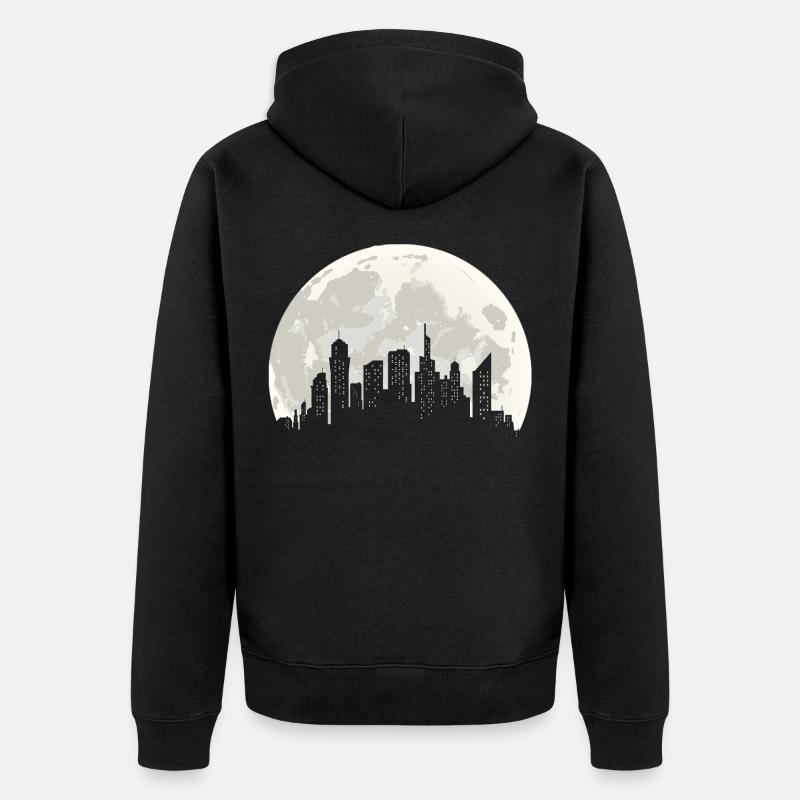 Ville et Lune Silhouette - Veste à capuche bio Premium Unisexe - noir