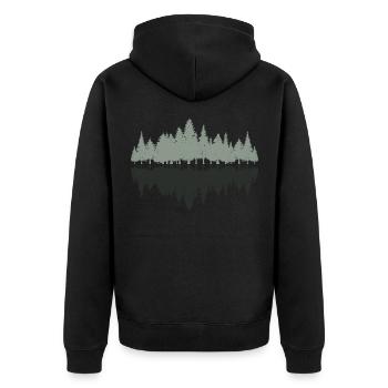 Tree Silhouette Scout Hiking and Camping - Unisex Premium Organic Zip Hoodie - black - Back - Nico (187cm)