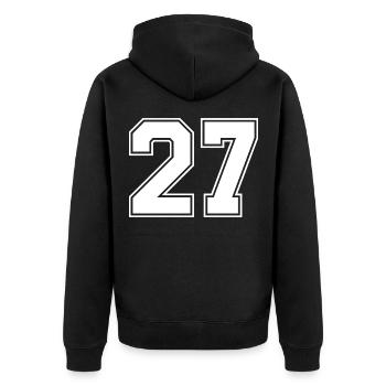27 Zahl Trikot - Unisex Premium Bio Zip Hoodie - Schwarz - Hinten - Nico (187cm)