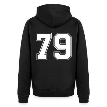 Maillot à 79 numéros - Veste à capuche bio Premium Unisexe - noir - Dos - Nico (187cm)