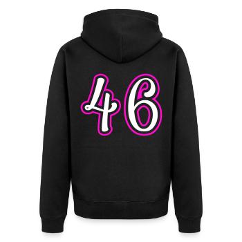 46 Number number - Unisex Premium Organic Zip Hoodie - black - Back - Nico (187cm)