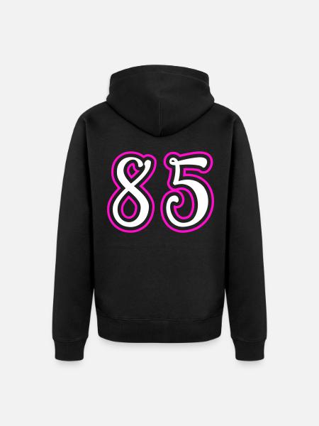 85 Numéro de numéro - Veste à capuche bio Premium Unisexe - noir