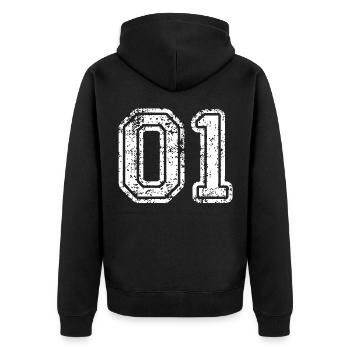 01 - Unisex Premium Bio Zip Hoodie - Schwarz - Hinten - Nico (187cm)