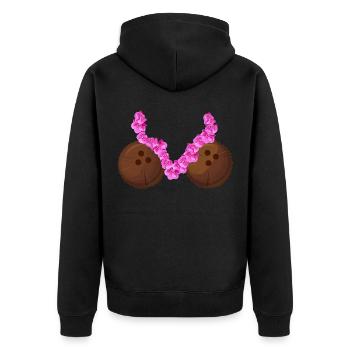 Kokosnuss-Bra Hawaiianische Familie Sommerurlaub - Unisex Premium Bio Zip Hoodie - Schwarz - Hinten - Nico (187cm)