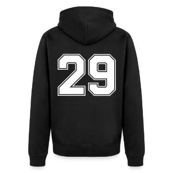 29 Zahl Trikot - Unisex Premium Bio Zip Hoodie - Schwarz - Hinten - Nico (187cm)