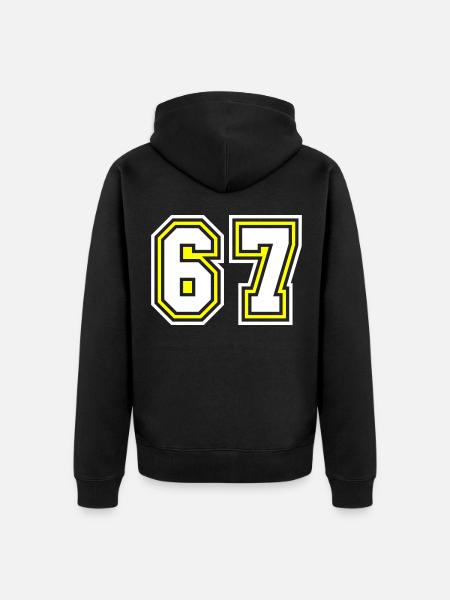 67 Zahl Symbol - Unisex Premium Bio Zip Hoodie - Schwarz