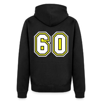 Symbole de 60 chiffres - Veste à capuche bio Premium Unisexe - noir - Dos - Nico (187cm)