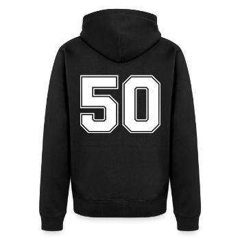 50 number jersey - Unisex Premium Organic Zip Hoodie - black - Back - Nico (187cm)