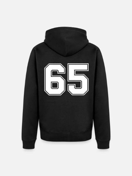 65 number jersey - Unisex Premium Organic Zip Hoodie - black