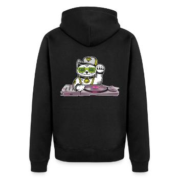 Cat DJ Techno Music Lovers Electro Musicians - Unisex Premium Organic Zip Hoodie - black - Back - Nico (187cm)