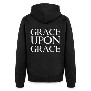 Grace Upon Grace - Unisex Premium Organic Zip Hoodie - black - Back - Nico (187cm)