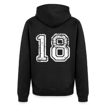18 - Unisex Premium Organic Zip Hoodie - black - Back - Nico (187cm)