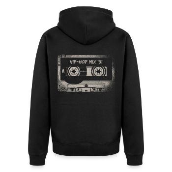 Vintage Alt Hip Hip Mixtape 91 Musik Liebe - Unisex Premium Bio Zip Hoodie - Schwarz - Hinten - Nico (187cm)