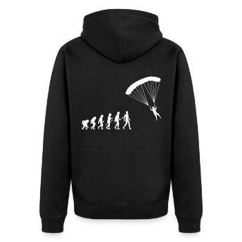 Paraglider Evolution Fallschirmspringer Sport - Unisex Premium Bio Zip Hoodie - Schwarz - Hinten - Nico (187cm)