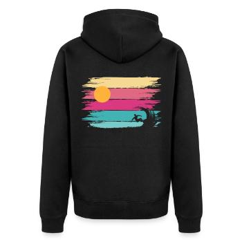 Surfer Beach Retro Wave Summer Holidays - Unisex Premium Organic Zip Hoodie - black - Back - Nico (187cm)