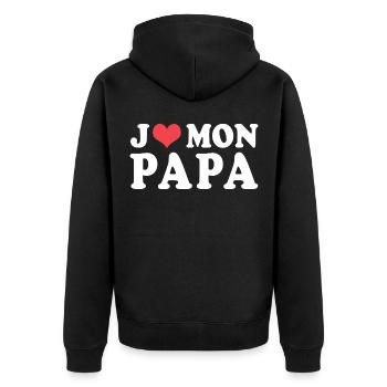 Cadeau papa j aime mon papa - Veste à capuche bio Premium Unisexe - noir - Dos - Nico (187cm)