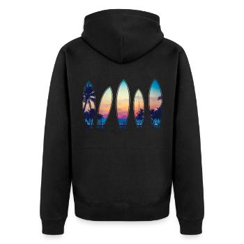 Surf vintage plage classique Hawaii Surf surf - Veste à capuche bio Premium Unisexe - noir - Dos - Nico (187cm)