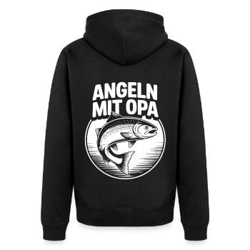 Angeln mit Opa Opas Angelbuddy Angelguide - Unisex Premium Bio Zip Hoodie - Schwarz - Hinten - Nico (187cm)