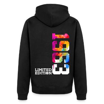 63E ANNIVERSAIRE ÉDITION LIMITÉE 1963 - Veste à capuche bio Premium Unisexe - noir - Dos - Nico (187cm)
