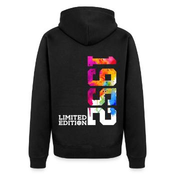 74TH BIRTHDAY LIMITED EDITION 1952 - Unisex Premium Organic Zip Hoodie - black - Back - Nico (187cm)